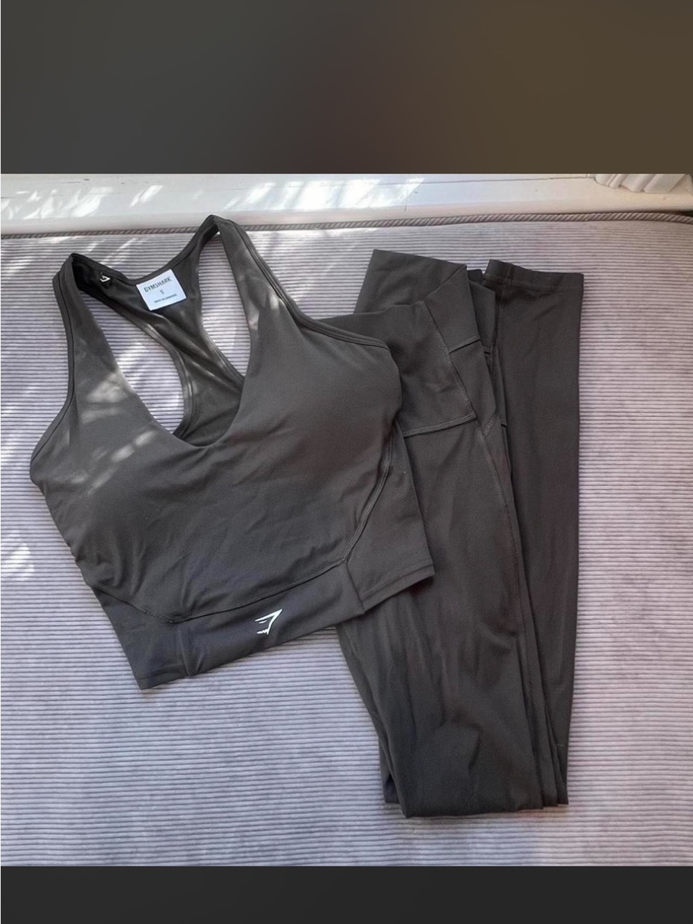 Gymshark Black Seamless Racerback Sports Bra and High-Rise Leggings Olive Green